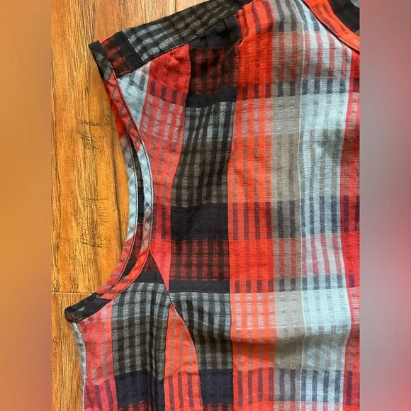 Brooks Brothers Red and Blue Plaid Midi Dress Cap Sleeveless Seersucker Size 8 - Picture 6 of 9